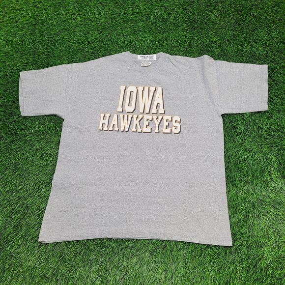 Vintage 90s Iowa Hawkeyes Shirt XL 23x27 Gray Spellout - Picture 1 of 12